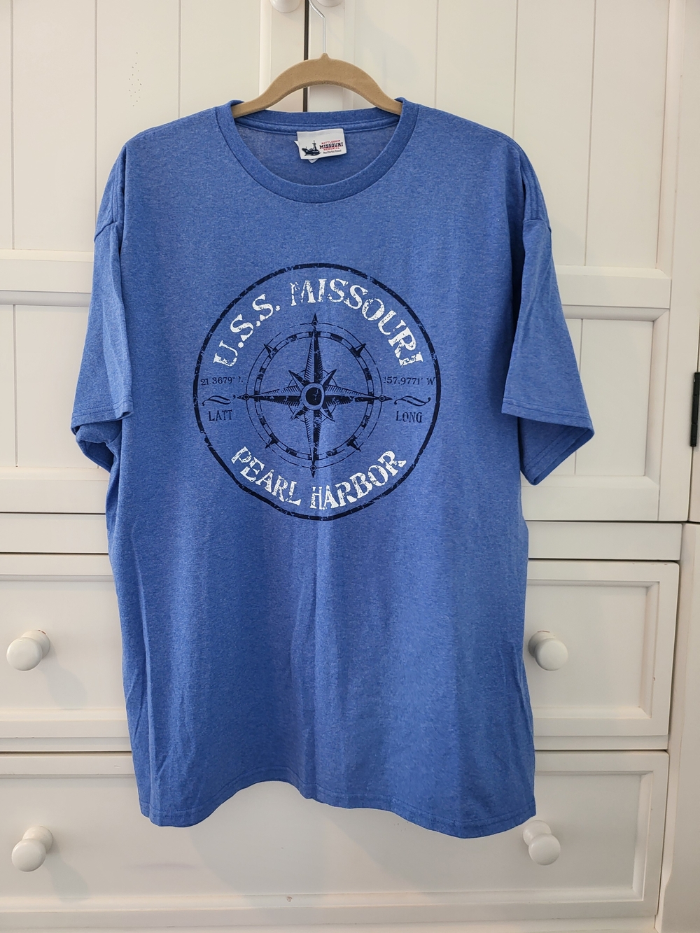 U.S.S. Missouri Pearl Harbor Men's Blue Graphic T-Shirt